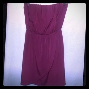 Lush Plum Strapless Short Wrap Dress
